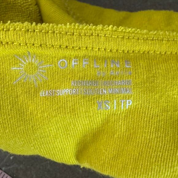 OFFLINE by Aerie Terry Sports Bra Size Large NWT Green Rush Plunge Neck - Picture 5 of 7